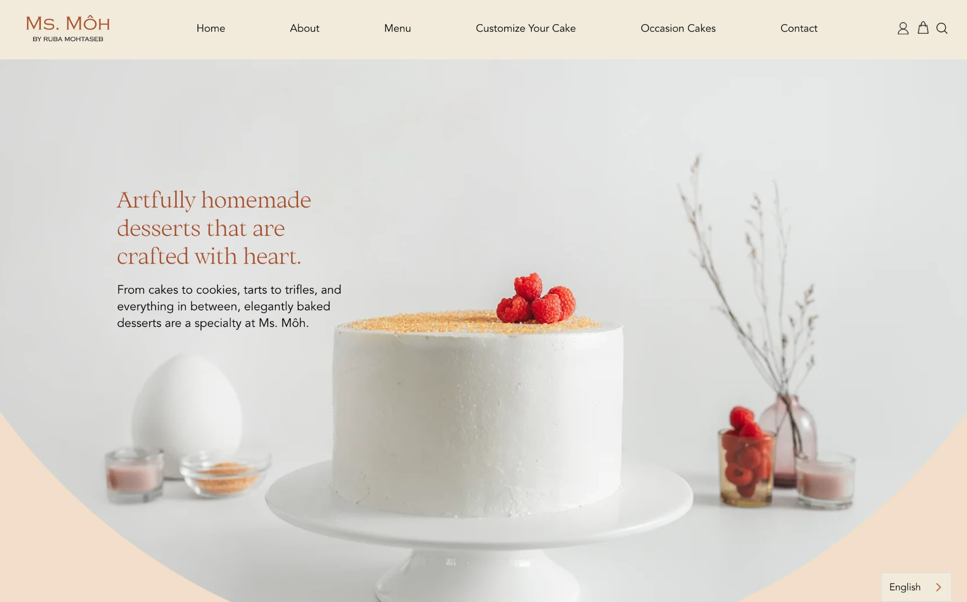 Ms. Môh Bakery storefront homepage